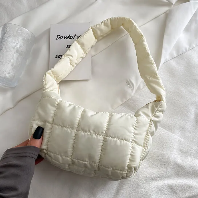 Jade Quilted Puffer Shoulder Bag
