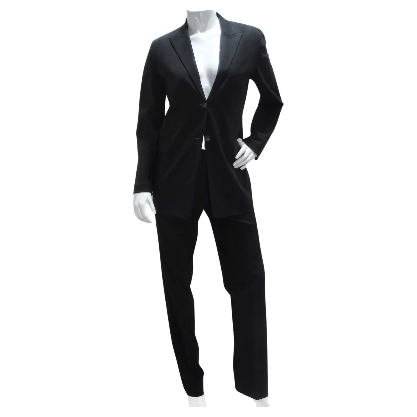 Jill Sander 90s Black Blazer & Trouser Suit Set