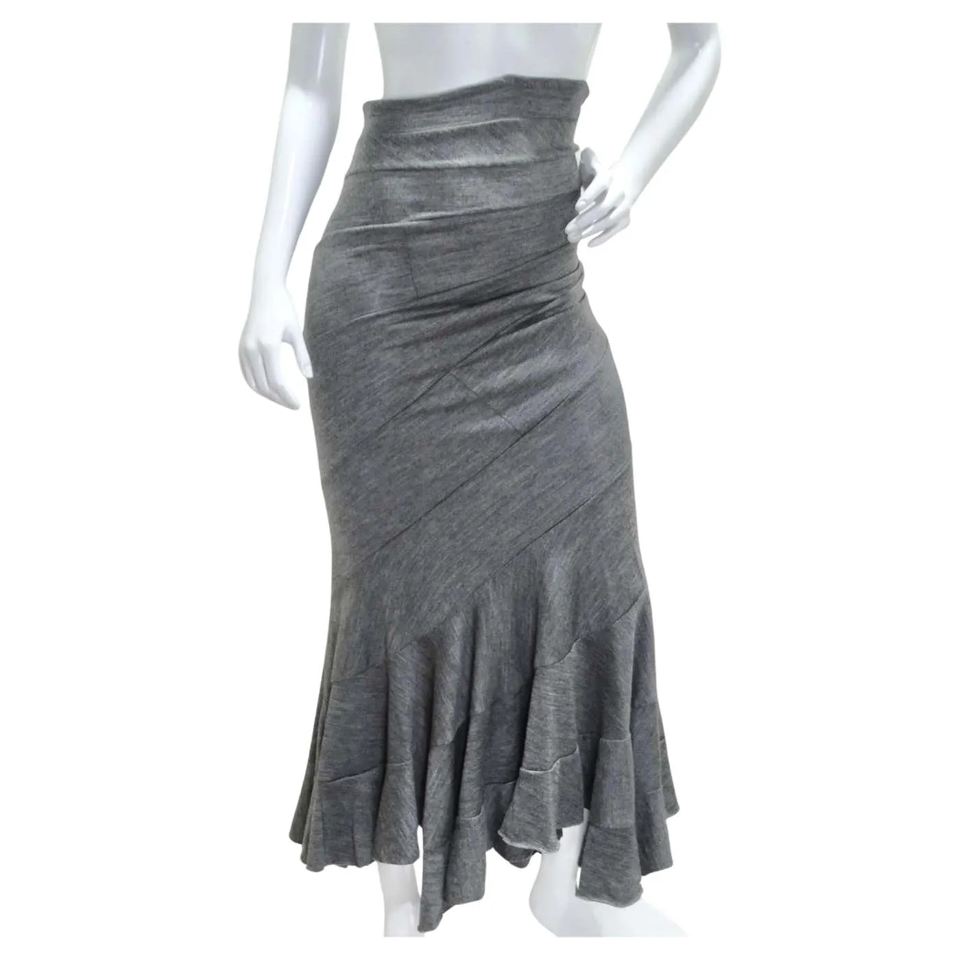 Junya Watanabe Comme Des Garcons Grey Wool Tube Skirt/Dress
