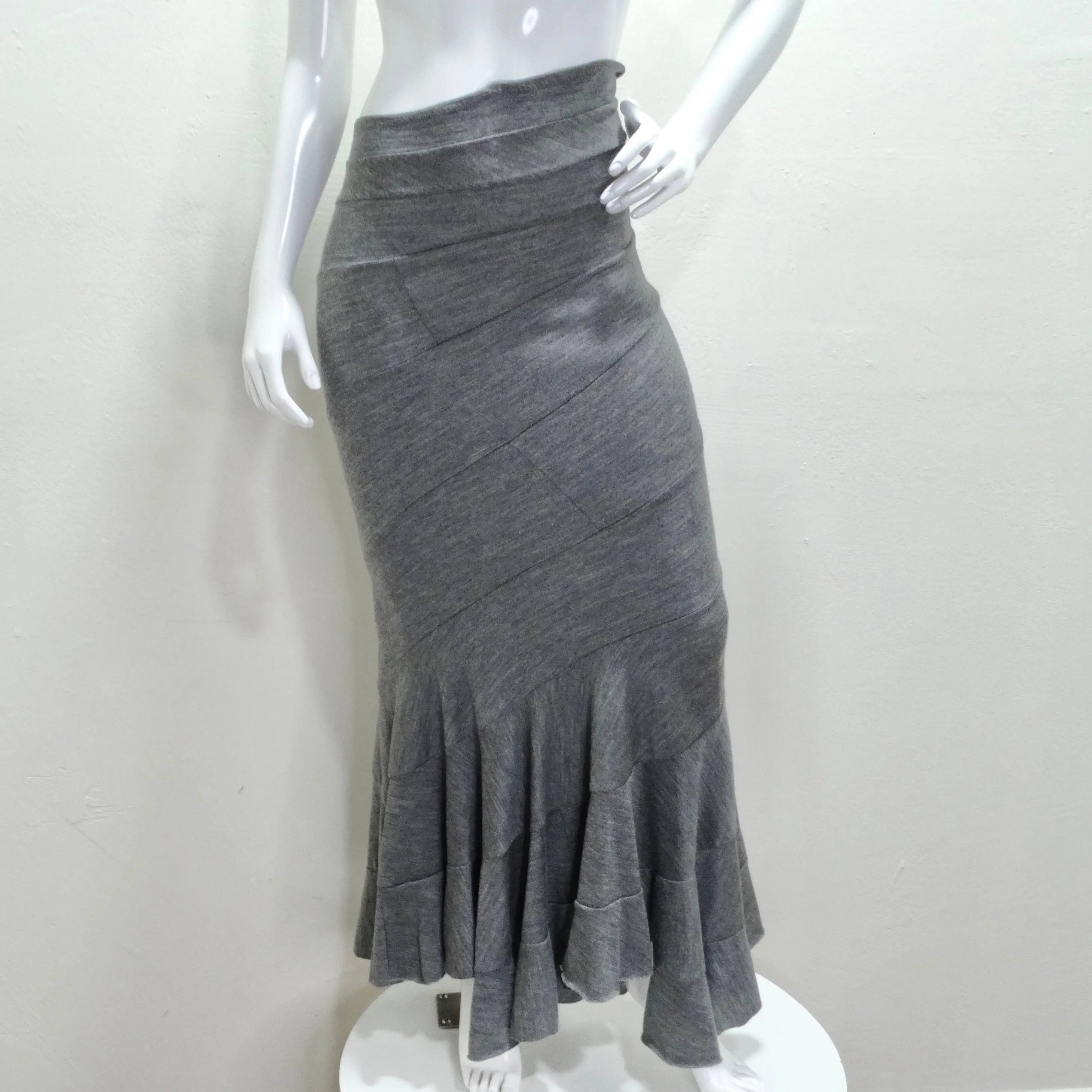 Junya Watanabe Comme Des Garcons Grey Wool Tube Skirt/Dress