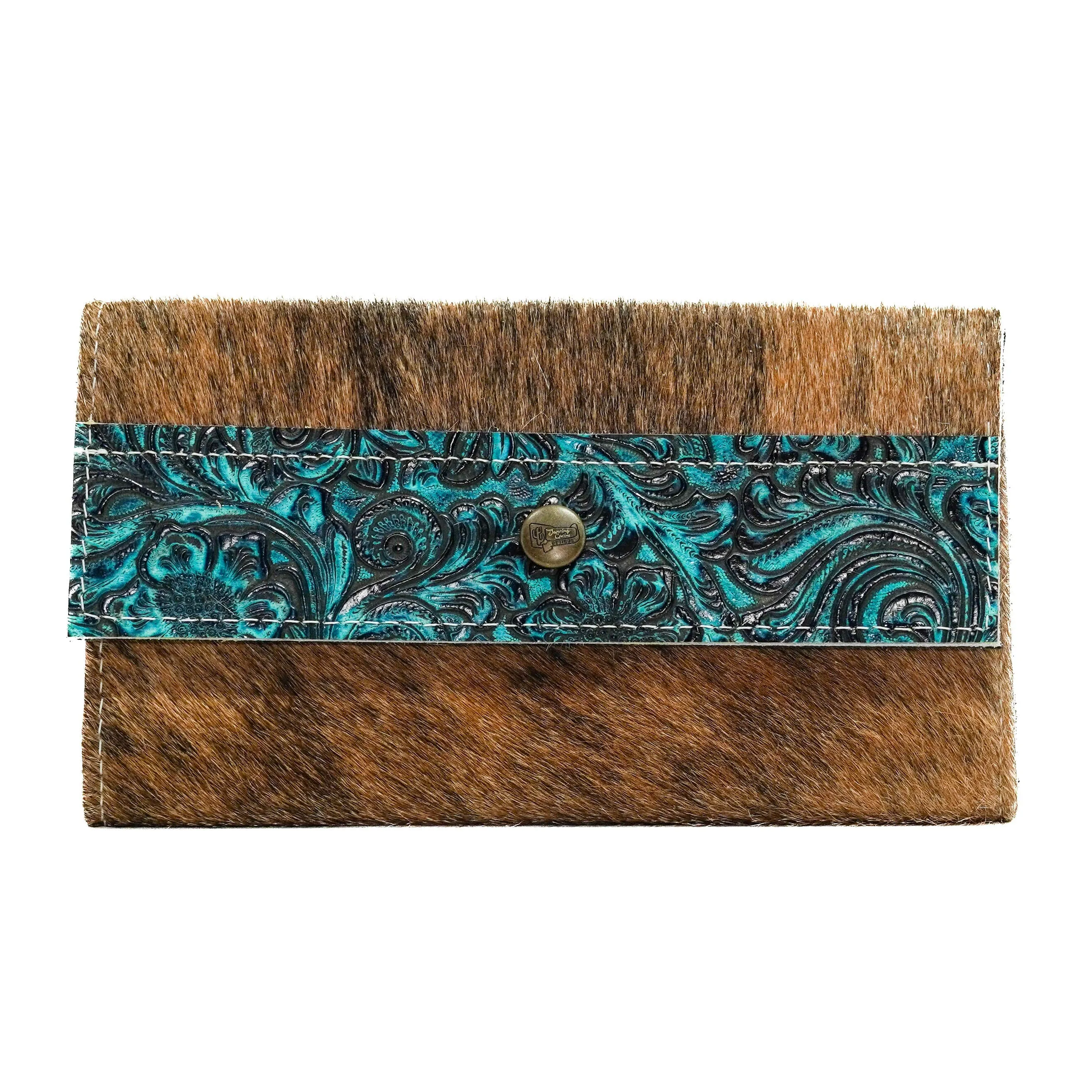 Kacey Wallet - Brindle w/ Turquoise Wildflower Tool