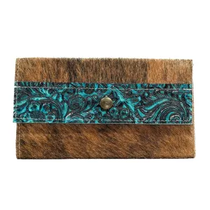 Kacey Wallet - Brindle w/ Turquoise Wildflower Tool