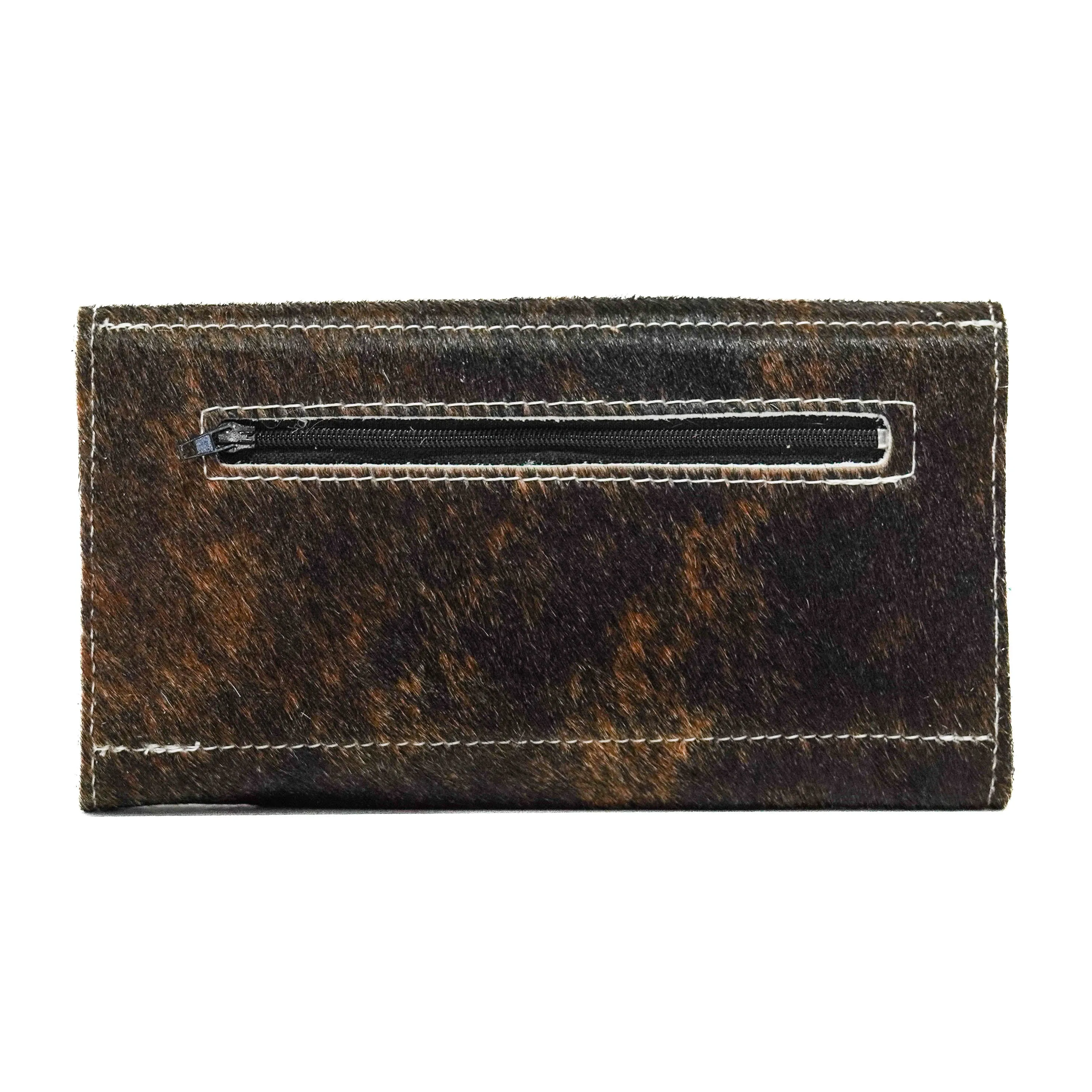 Kacey Wallet - Dark Brindle w/ Turquoise Wildflower Tool