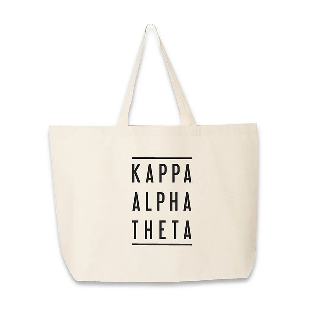 Kappa Alpha Theta Sorority Printed on a Large Canvas Tote Bag