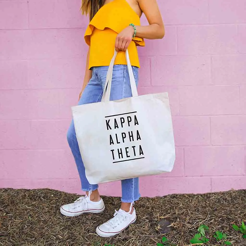 Kappa Alpha Theta Sorority Printed on a Large Canvas Tote Bag