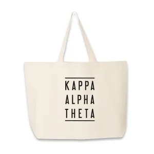 Kappa Alpha Theta Sorority Printed on a Large Canvas Tote Bag