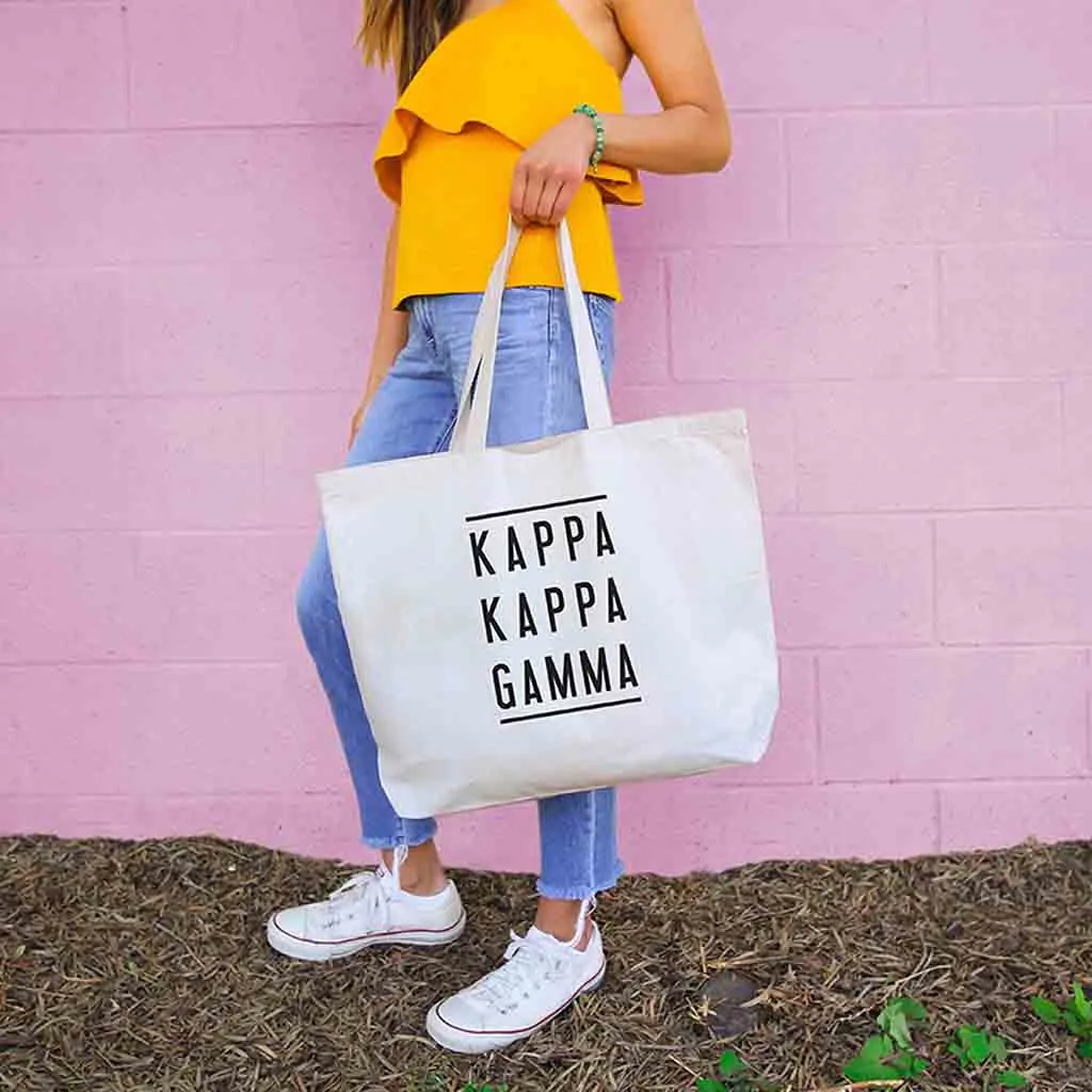 Kappa Kappa Gamma Sorority Printed on Large Canvas Tote Bag