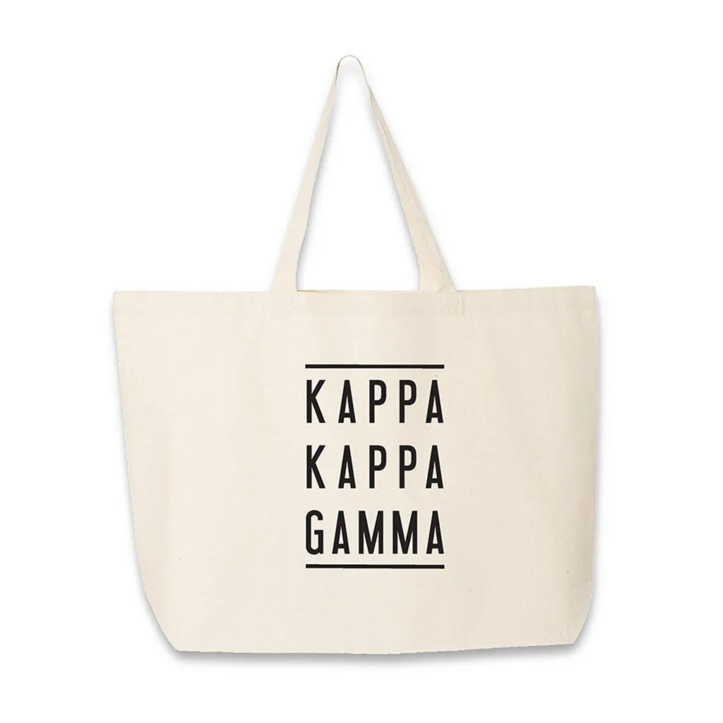 Kappa Kappa Gamma Sorority Printed on Large Canvas Tote Bag