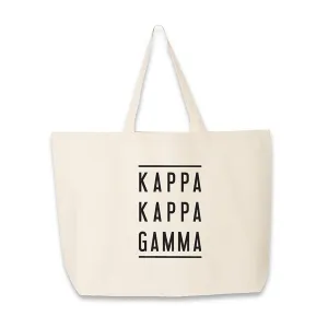 Kappa Kappa Gamma Sorority Printed on Large Canvas Tote Bag