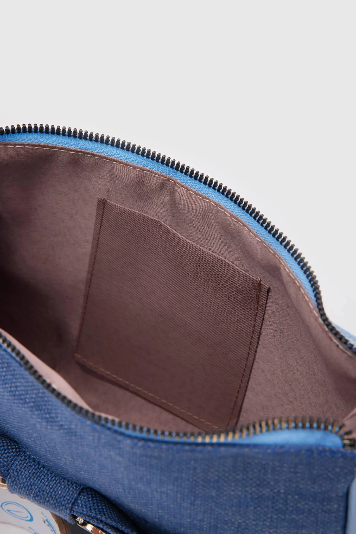 Kate Denim Buckled Denim Baguette Bag