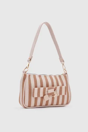 Kate Orange Buckled Denim Baguette Bag