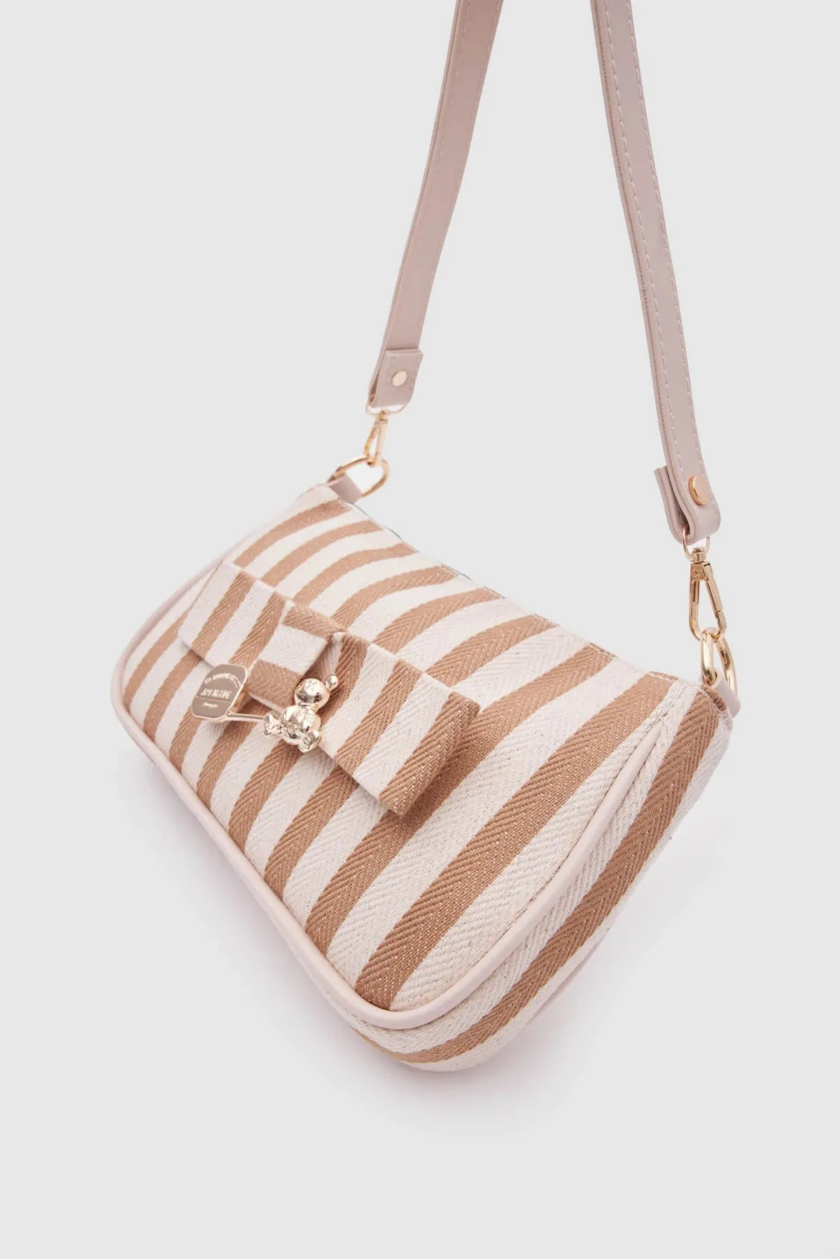 Kate Orange Buckled Denim Baguette Bag