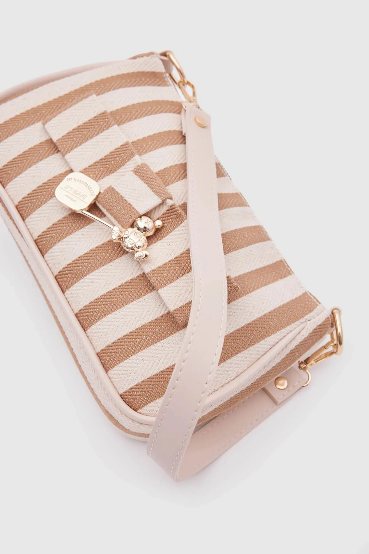 Kate Orange Buckled Denim Baguette Bag