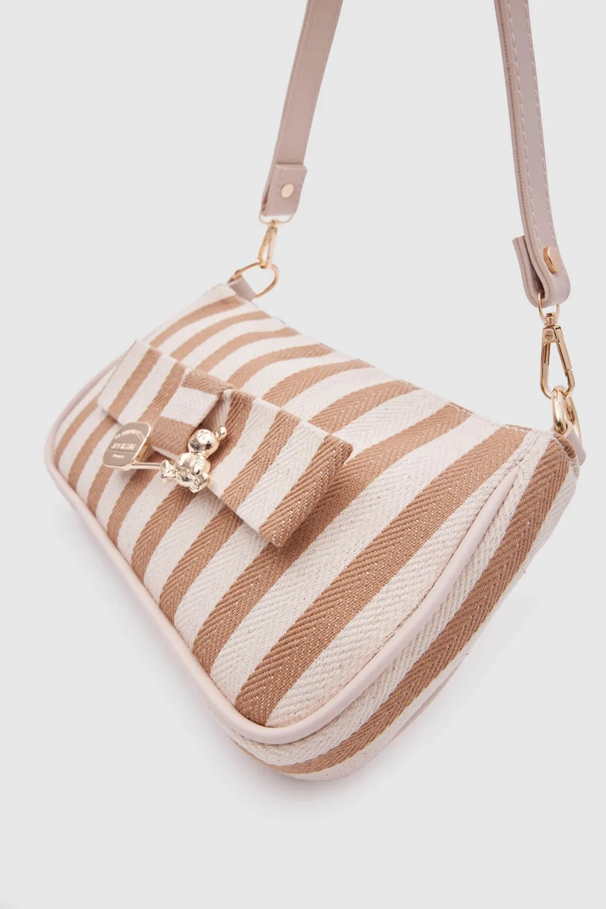 Kate Orange Buckled Denim Baguette Bag