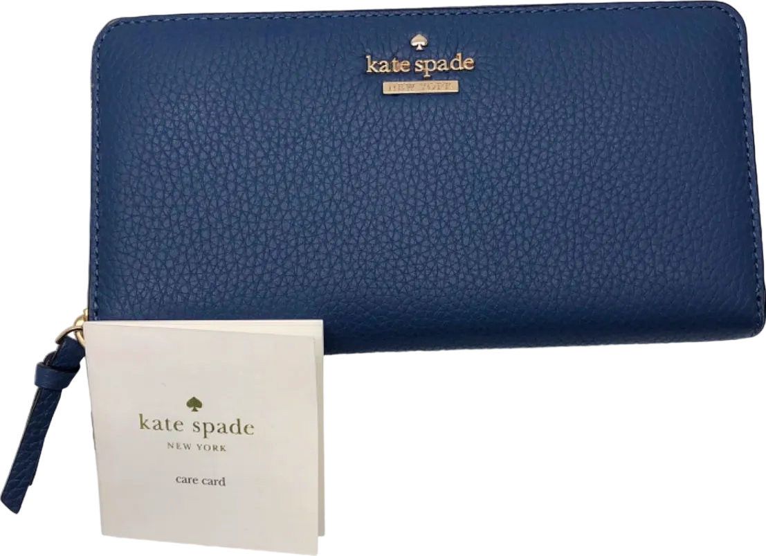 Kate Spade Denim Blue Leather large zip round Wallet