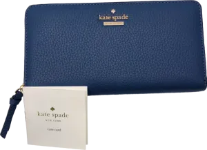 Kate Spade Denim Blue Leather large zip round Wallet
