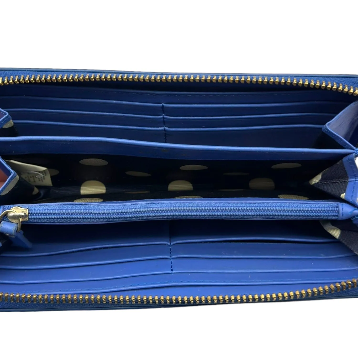 KATE SPADE Leather Zip Around Wallet - Cobalt Blue