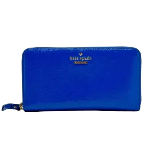KATE SPADE Leather Zip Around Wallet - Cobalt Blue