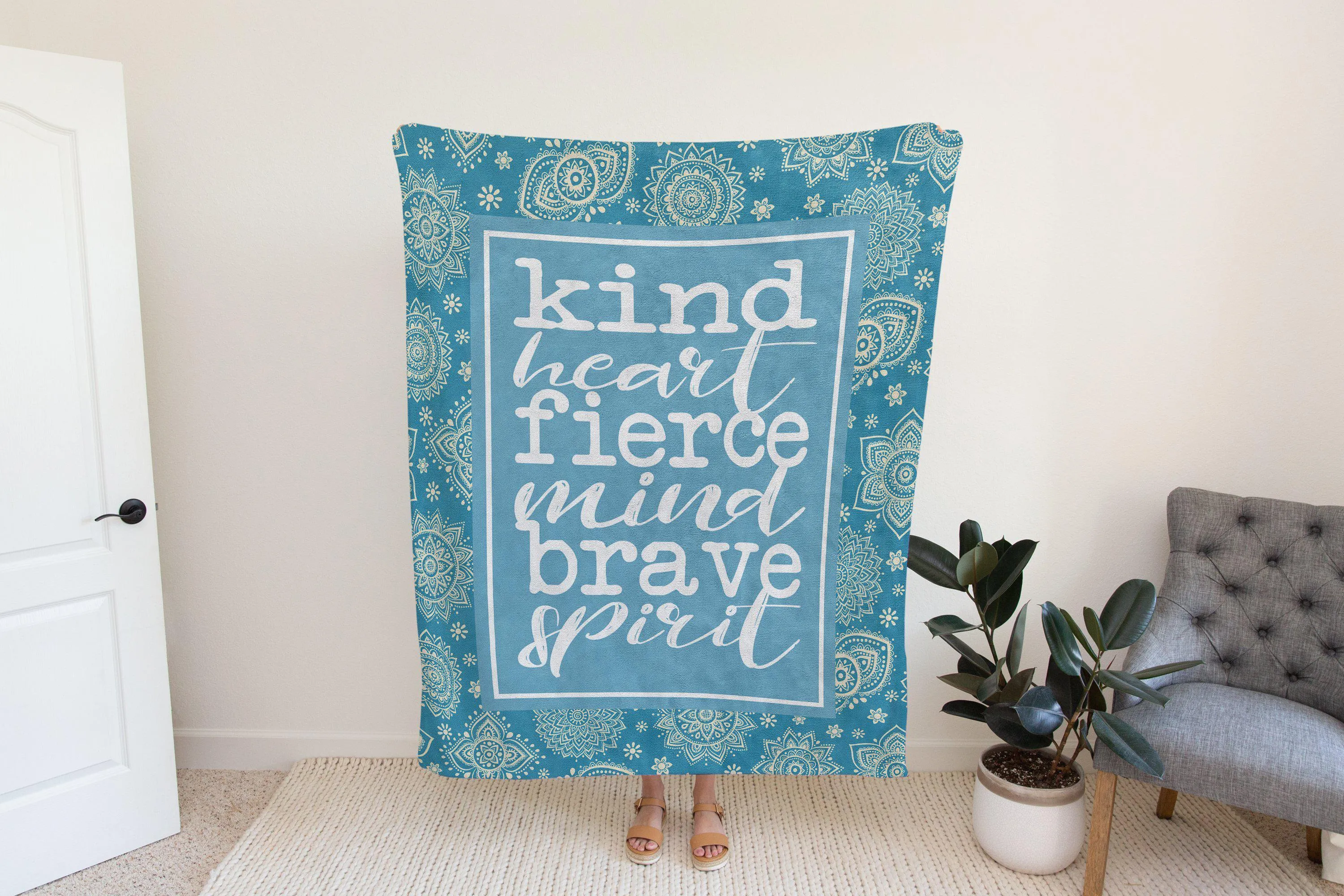 Kind Heart Fierce Mind Brave Spirit Quote Blanket