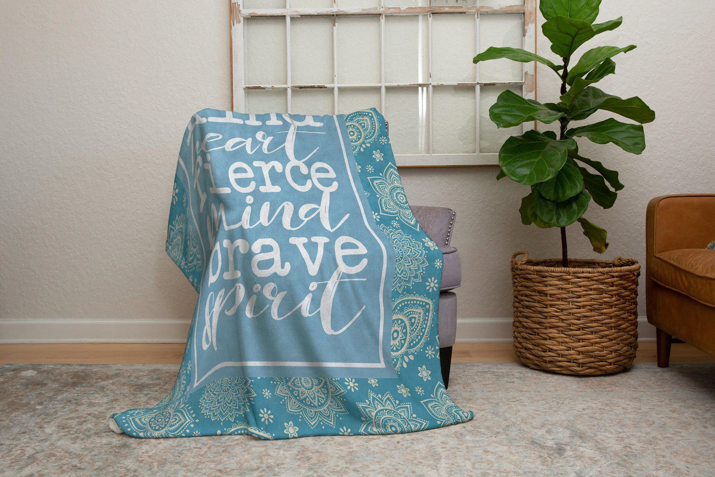 Kind Heart Fierce Mind Brave Spirit Quote Blanket