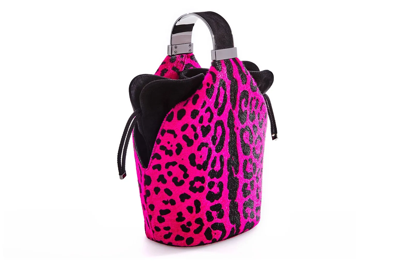 Kit Bracelet Bag in Fuchsia Leopard Printed Calf Hair