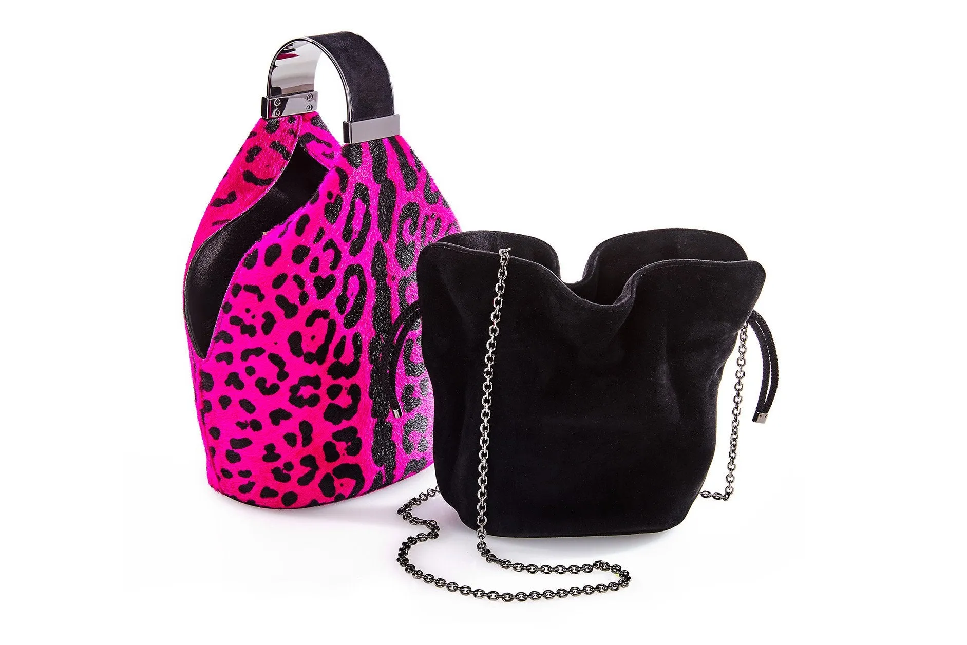 Kit Bracelet Bag in Fuchsia Leopard Printed Calf Hair