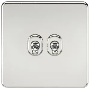 Knightsbridge SF2TOGPC Screwless 10AX 2G 2-Way Toggle Switch - Polished Chrome