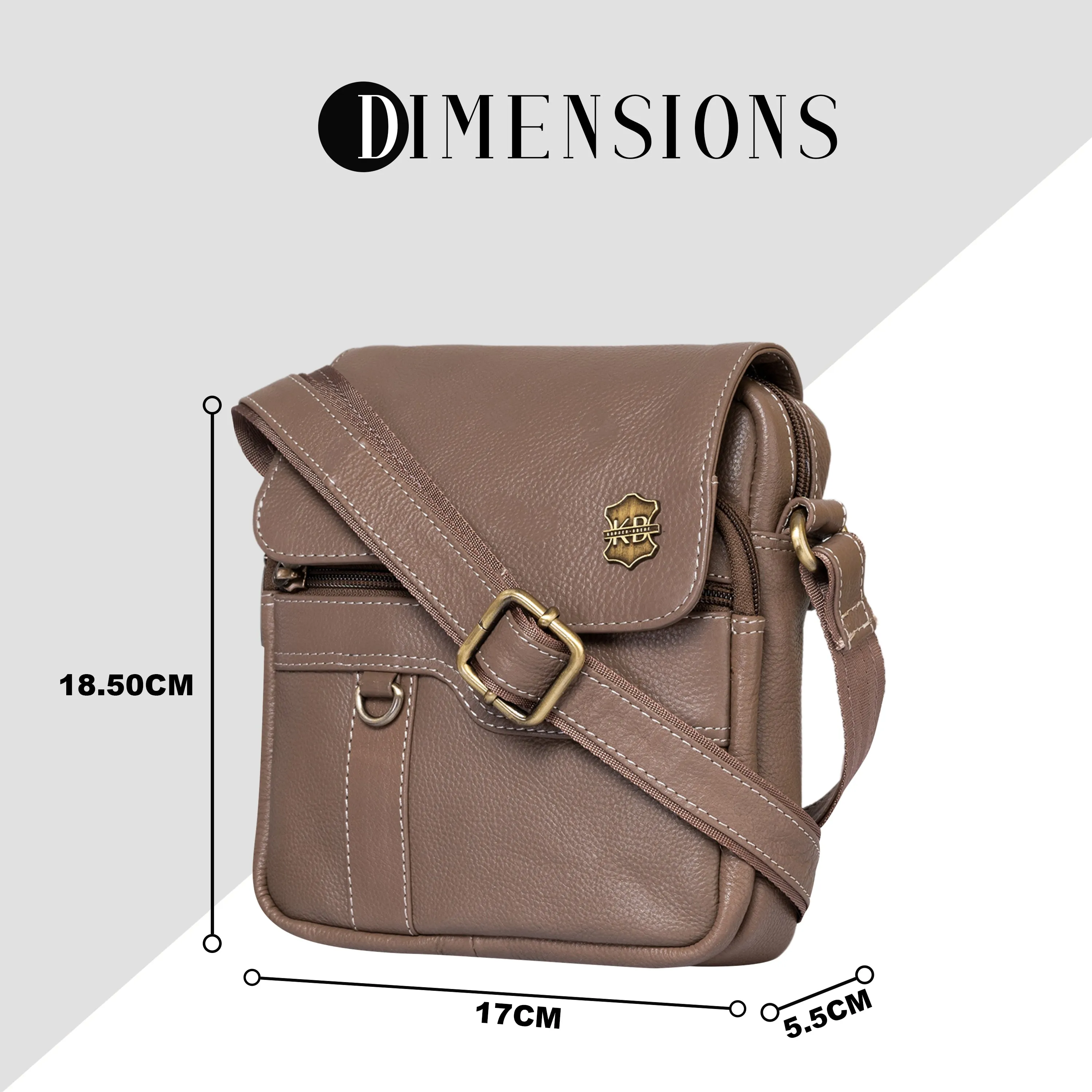 Kuger-Brent Aspen Taupe Genuine Leather Unisex Sling Bag