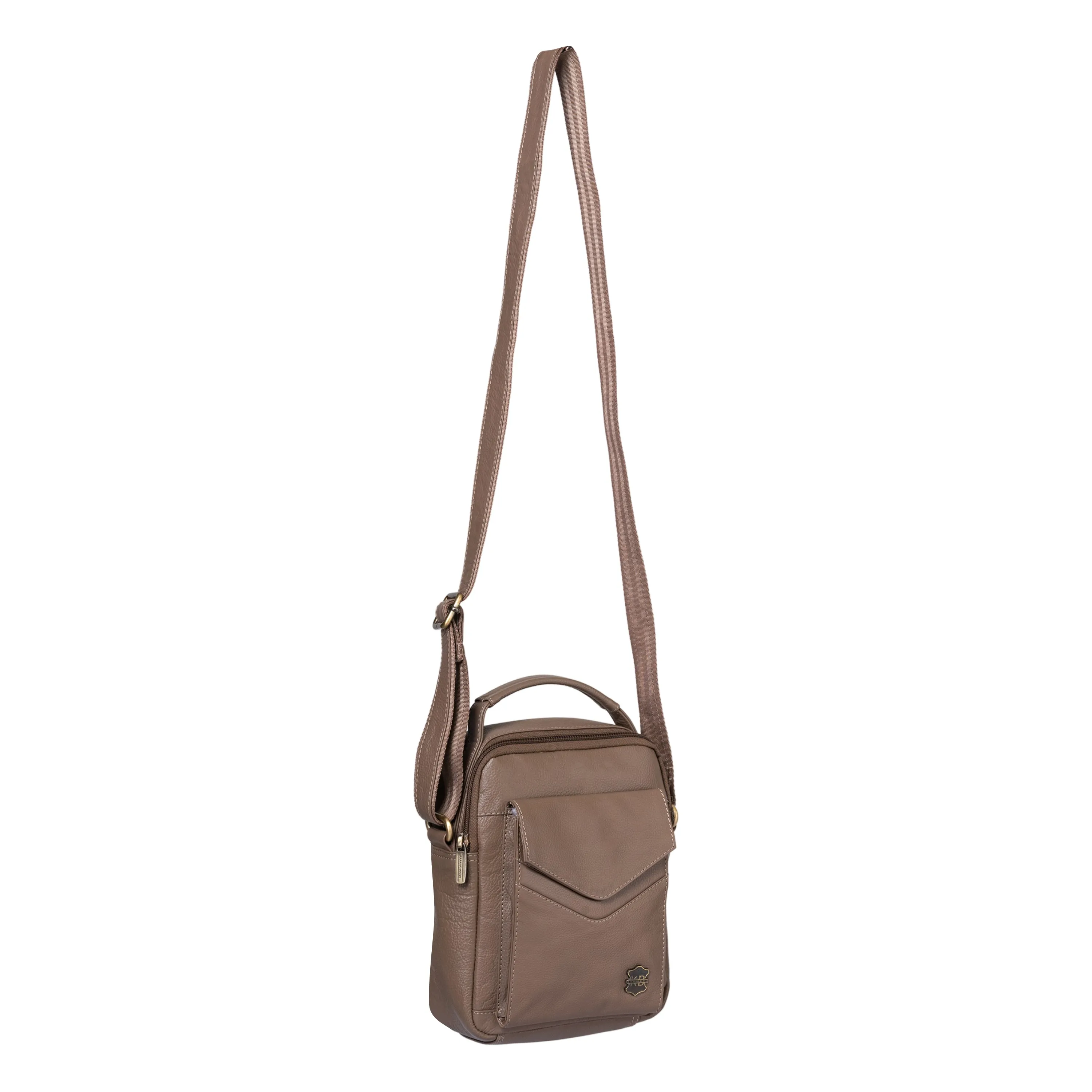 Kuger-Brent Ukizo Taupe Genuine Leather Unisex Sling Bag