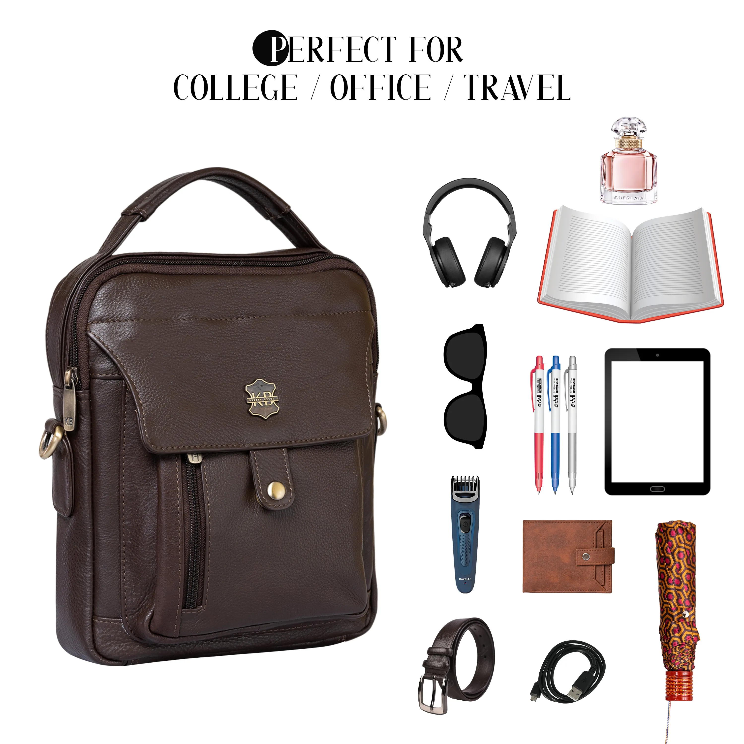 Kuger-Brent Zephyr Brown Genuine Leather Unisex Sling Bag