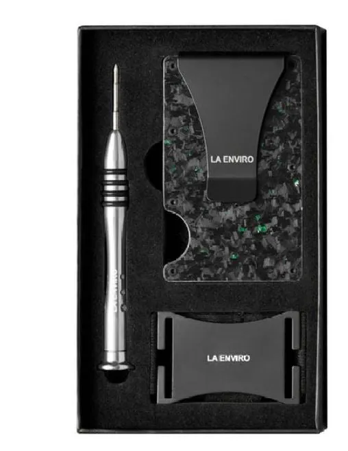 La Enviro forged Carbon Fiber Minamalist Carbon Wallet Gloss Green