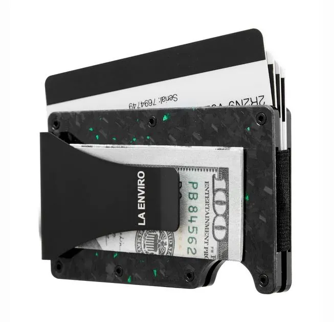 La Enviro forged Carbon Fiber Minamalist Carbon Wallet Gloss Green