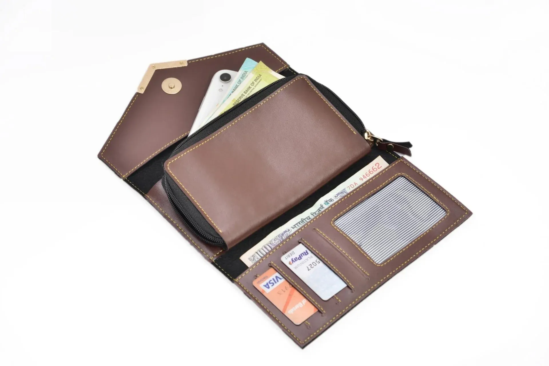 Lady Wallet & Men's Wallet & Personalised Couple Rainbow Classic WaterBottle - Brown