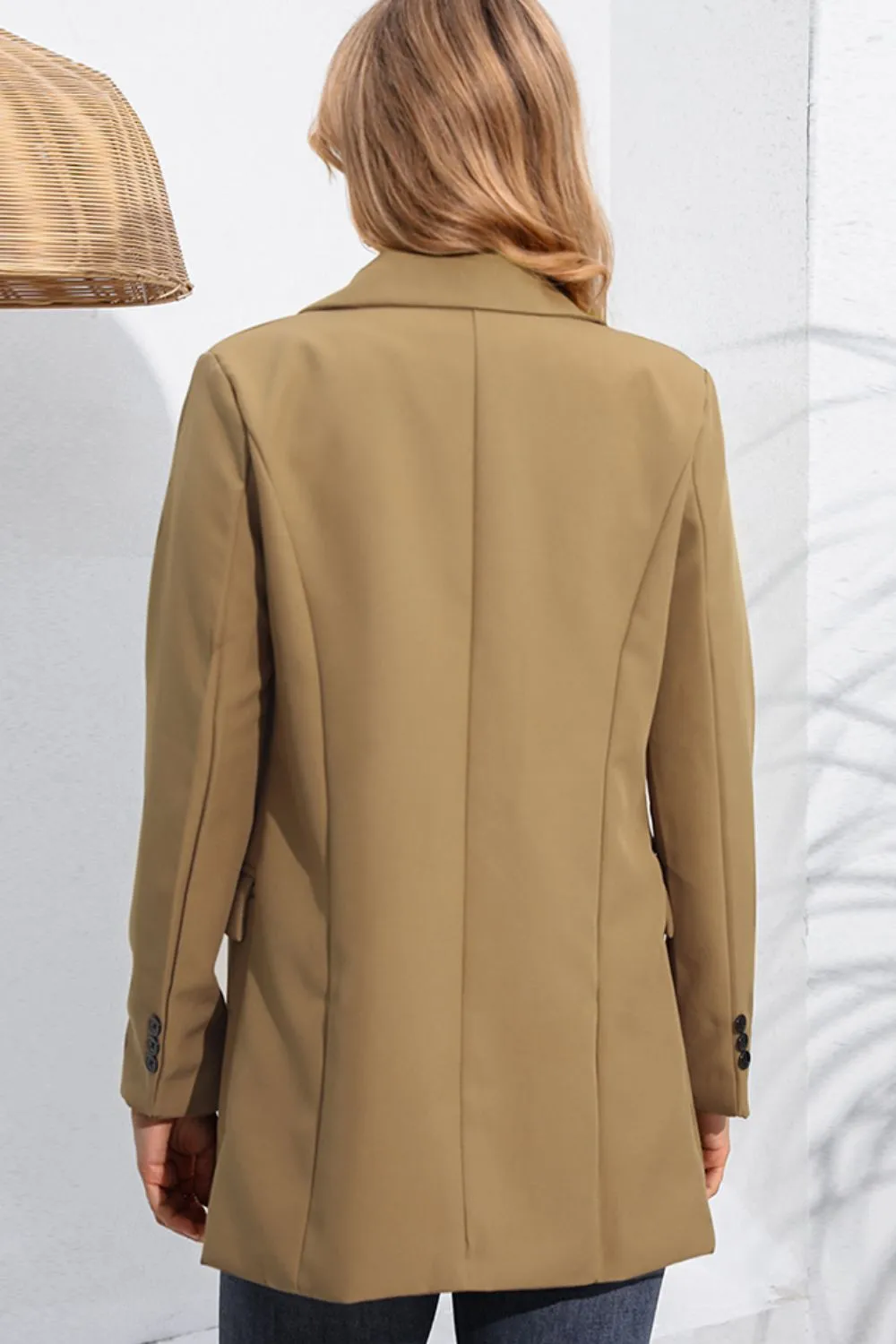 Lapel Neck Long Sleeve Blazer with Pockets (2 Colors)