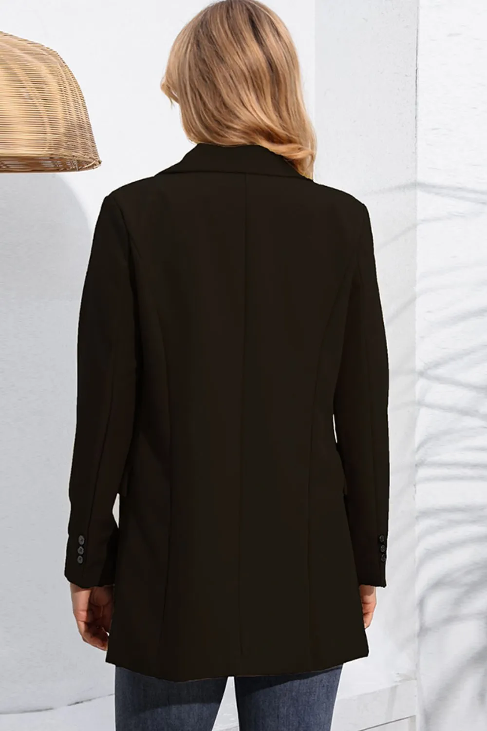 Lapel Neck Long Sleeve Blazer with Pockets (2 Colors)