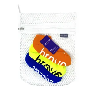 laundry bag 3-pair sock set: brave, brave, amazing
