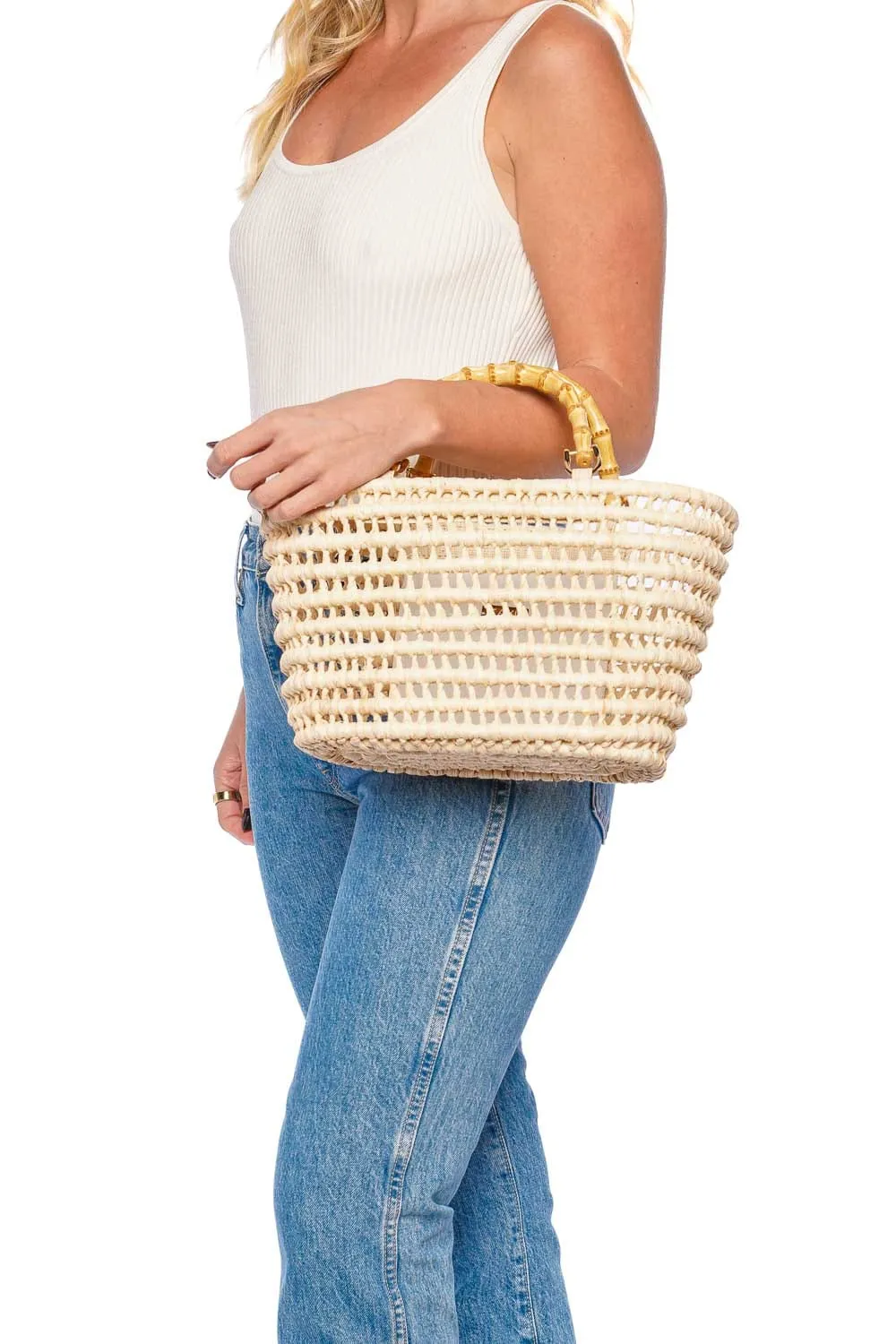 Lea Natural Bamboo Straw Tote