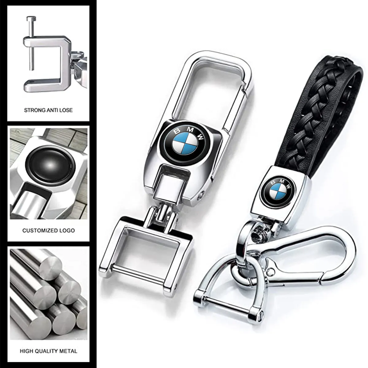 Leather Car Keychains Replacement, Custom fit for Car, Car Key Chain, Metal Keychain Accessories