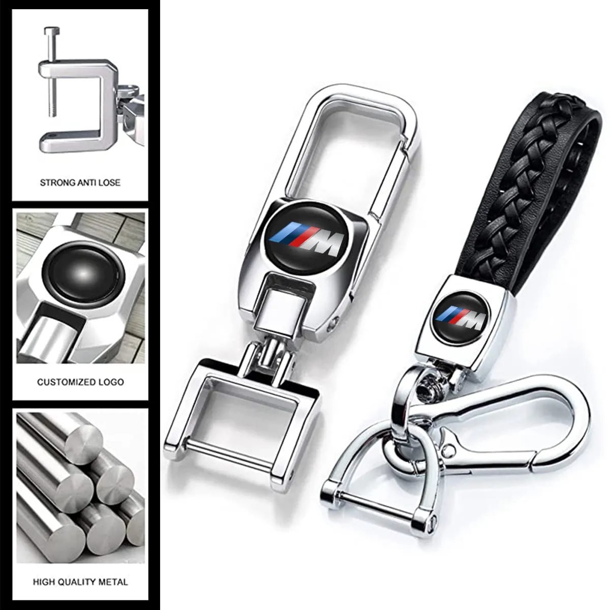 Leather Car Keychains Replacement, Custom fit for Car, Car Key Chain, Metal Keychain Accessories