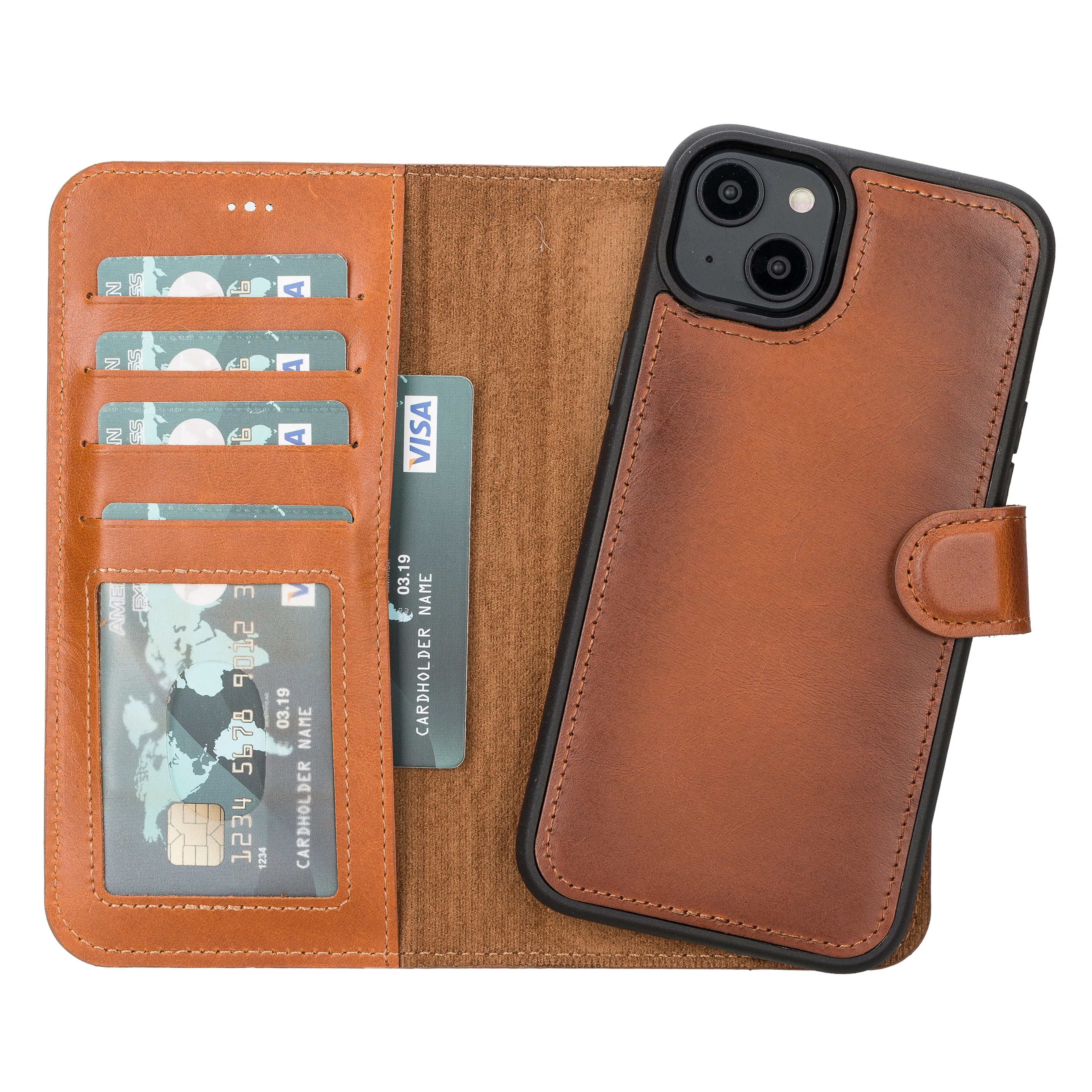 Leather Wallet Case for iPhone 15 Plus