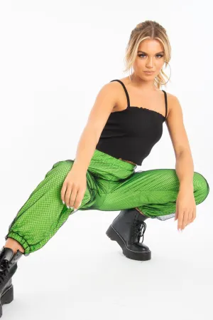 Lime Fishnet Cuffed Joggers - Ryia