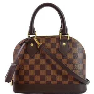 LOUIS VUITTON Alma BB Damier Ebene Shoulder Bag Brown