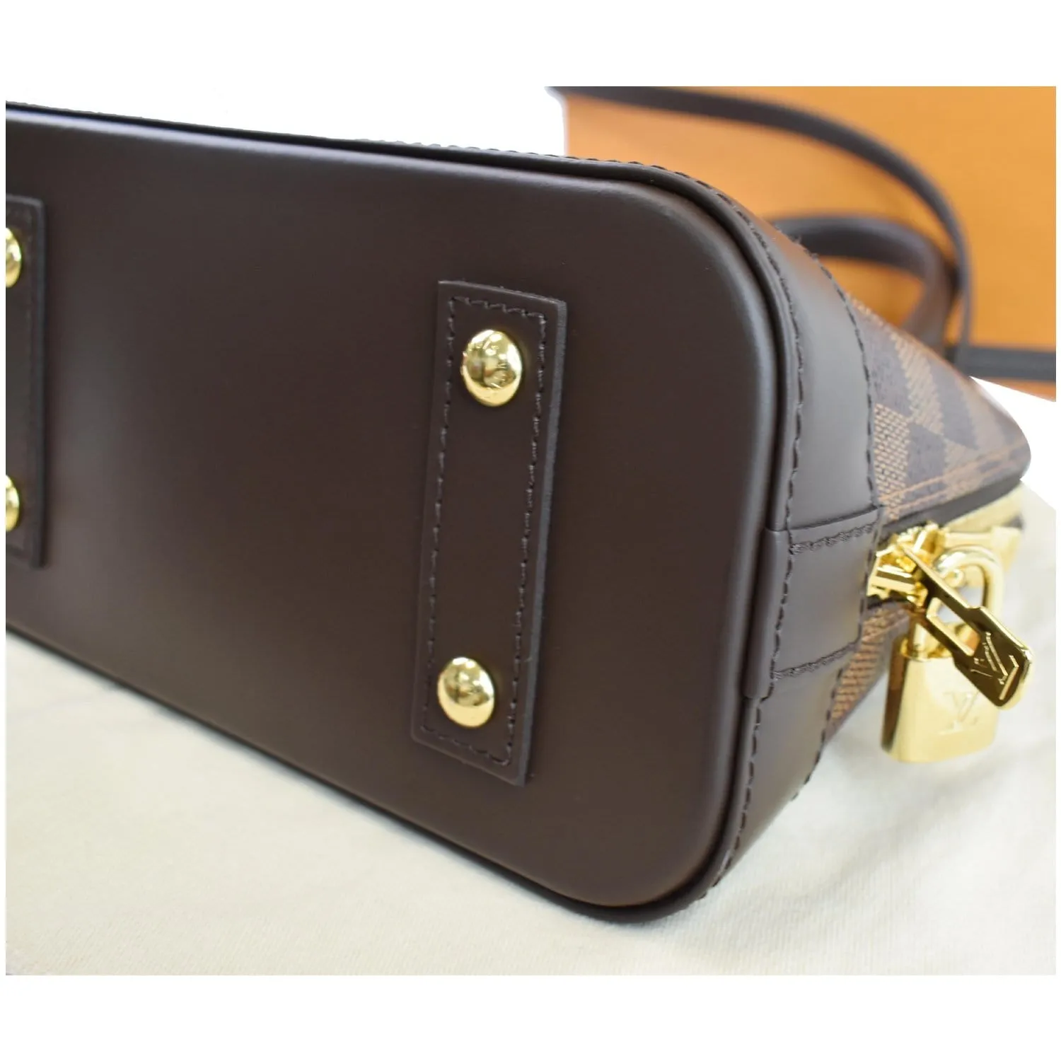 LOUIS VUITTON Alma BB Damier Ebene Shoulder Bag Brown