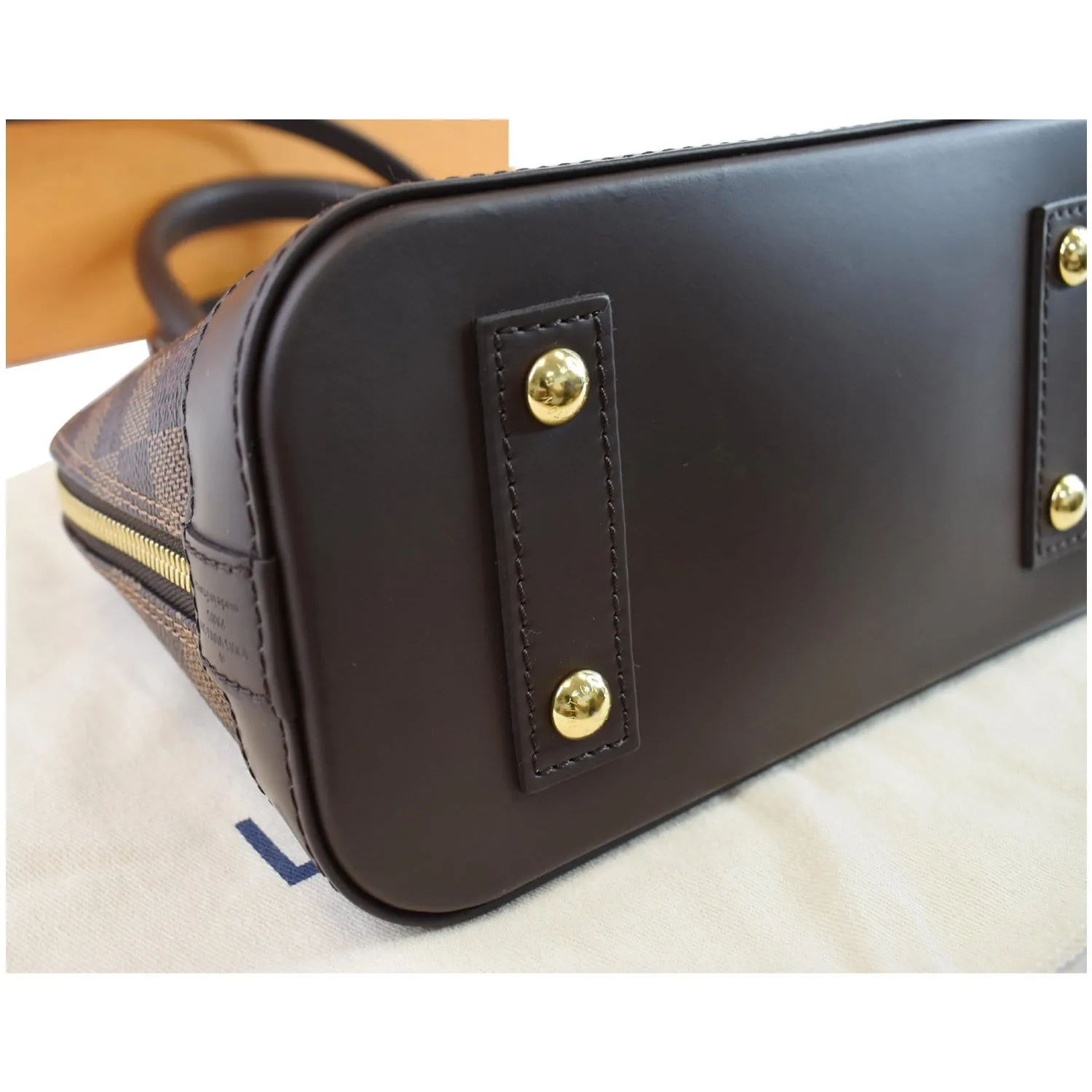 LOUIS VUITTON Alma BB Damier Ebene Shoulder Bag Brown