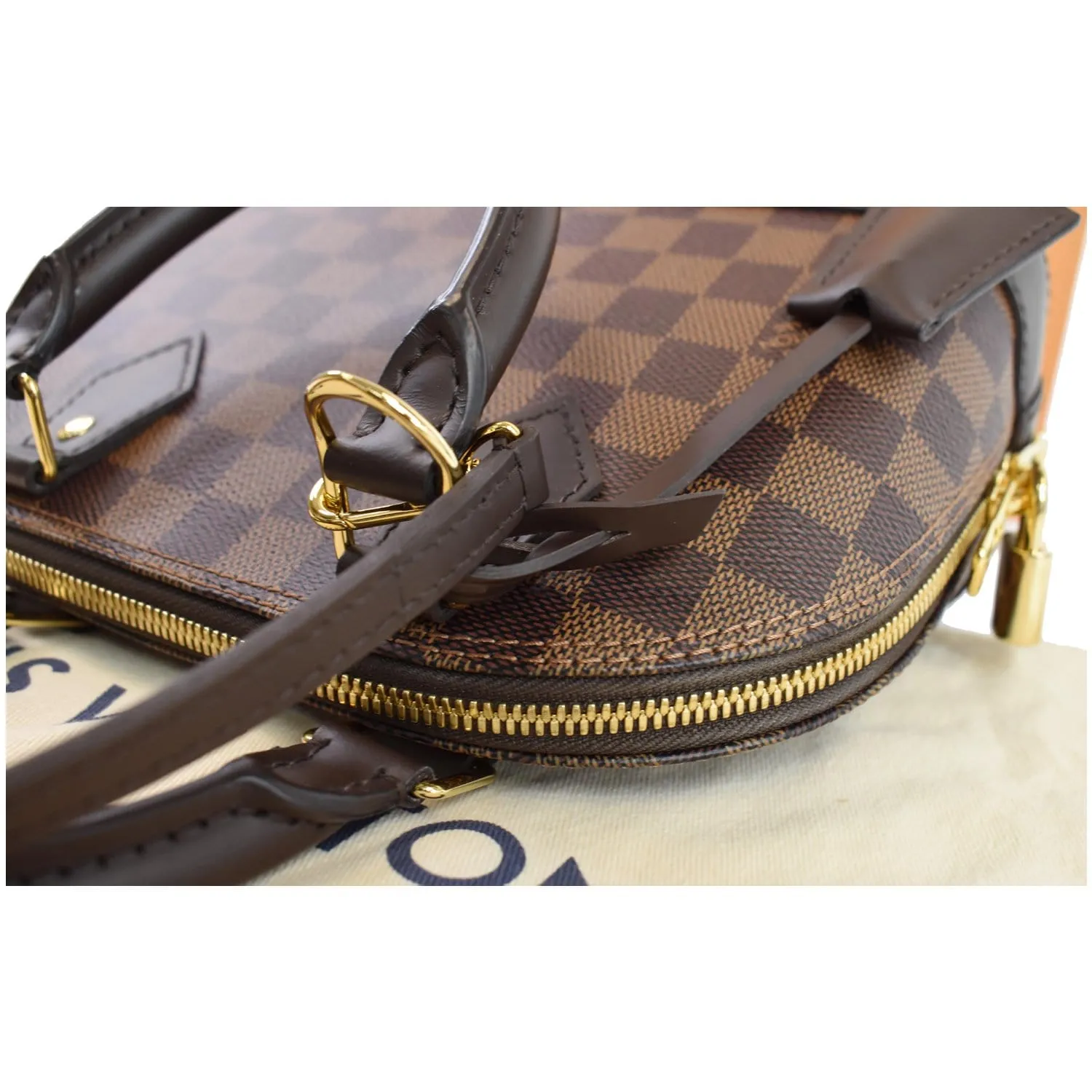 LOUIS VUITTON Alma BB Damier Ebene Shoulder Bag Brown