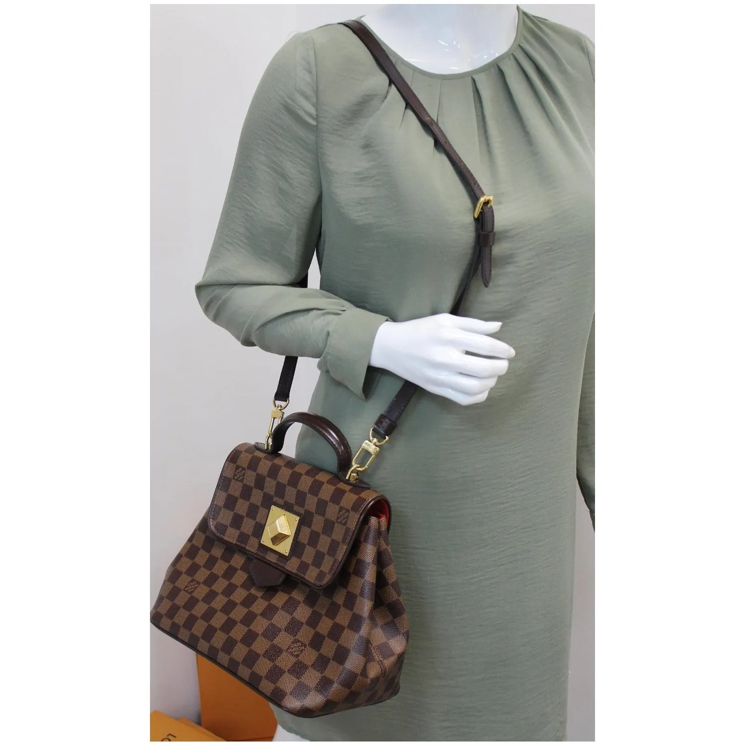 LOUIS VUITTON Bergamo PM Damier Ebene Shoulder Bag Brown