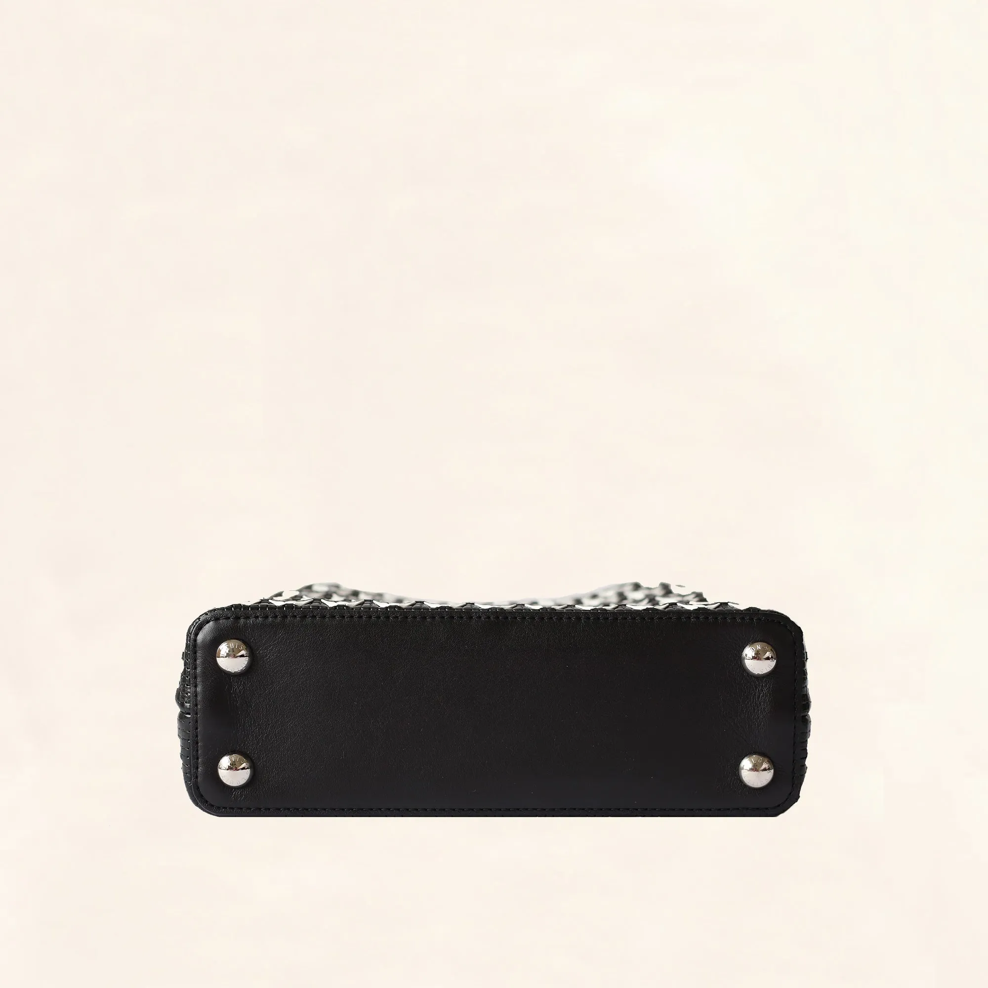 Louis Vuitton | Black and White Plaited Leather Capucines | BB