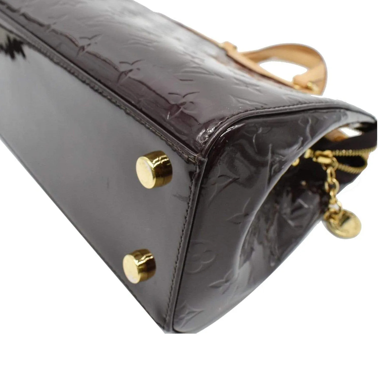 LOUIS VUITTON Brea MM Monogram Vernis Satchel Bag Amarante