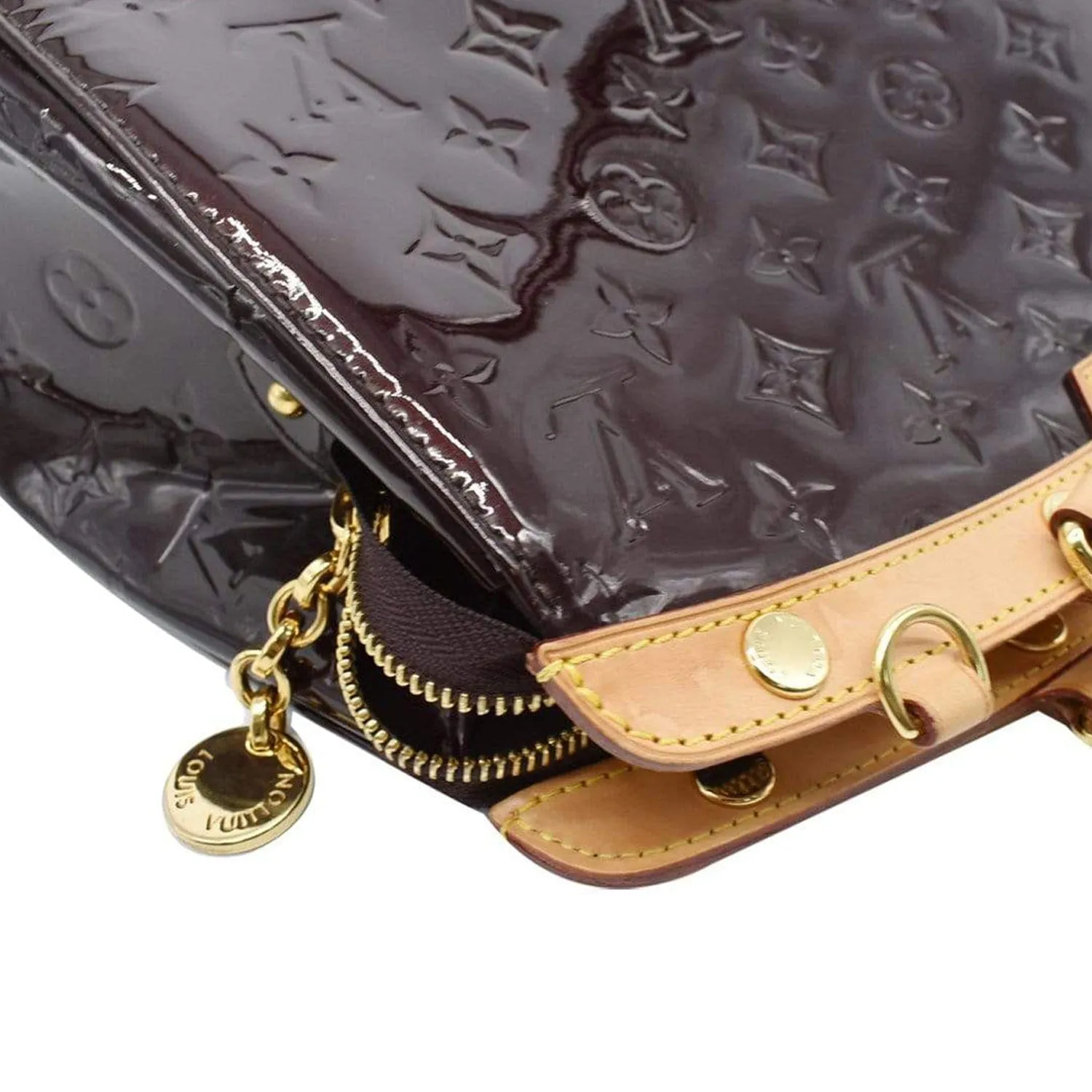 LOUIS VUITTON Brea MM Monogram Vernis Satchel Bag Amarante