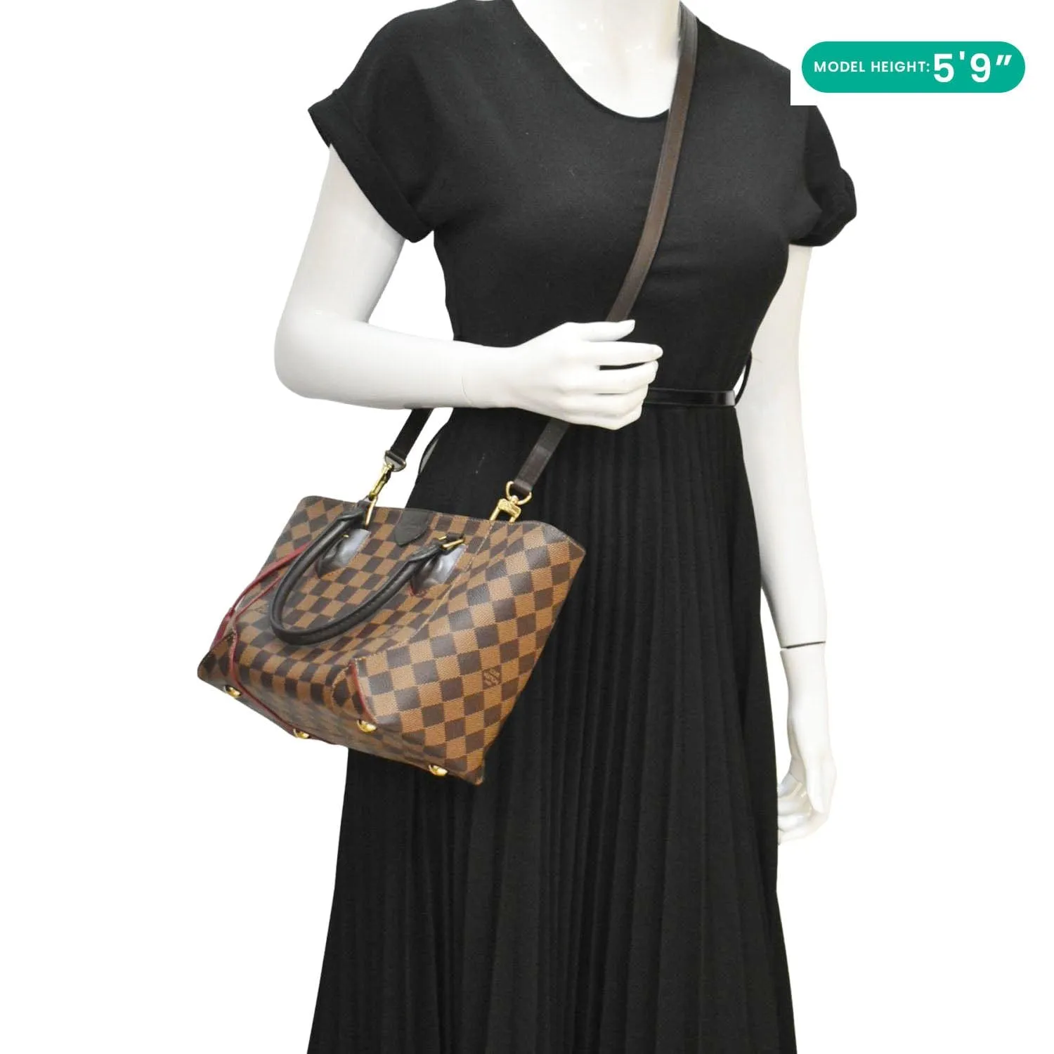 LOUIS VUITTON Caissa MM Damier Ebene Tote Bag Brown